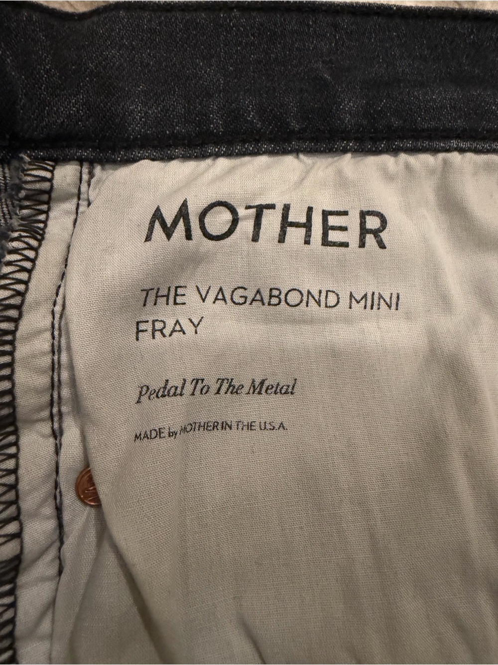 MOTHER The Vagabond Mini Fray Skirt Pedal To The Metal Black Denim Size 27 - Picture 9 of 10